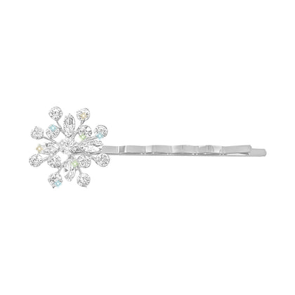 #17248S Crystal Flower Bobbie Pin - Silver
