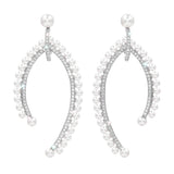 #17479 CZ and Pearl Wishbone Earring Earrings - Dangle Rhinestone Jewelry Corporation