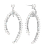 #17479 CZ and Pearl Wishbone Earring Earrings - Dangle Rhinestone Jewelry Corporation