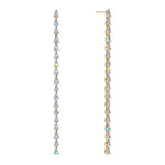 #17480G - Simple Geometric CZ Earrings 4.25" Gold Plated