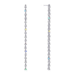 #17480S - Simple Geometric CZ Earrings 4.25" Earrings - Dangle Rhinestone Jewelry Corporation
