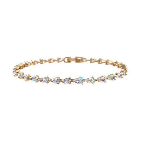 #17487G Radiant Teardrop CZ Tennis Bracelet - Gold Plated