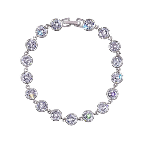 #17488R - Circles of Harmony CZ Bracelet - Silver Color Bracelets Rhinestone Jewelry Corporation