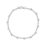 #17489R - Diamond Link CZ Bracelet - Silver Color