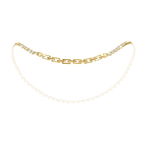 #17490G - CZ Pear Drop Link with AdjustiClasp™ Chain- Gold Necklace Sets - Low price Rhinestone Jewelry Corporation