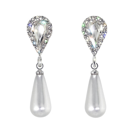 #17497 Rhinestone Crystal Post Pearl Drop Earring Earrings - Dangle Rhinestone Jewelry Corporation