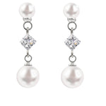 17500 Timeless Radiance: Pearl and Diamond Drop Earrings Earrings - Dangle Rhinestone Jewelry Corporation