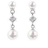 17500 Timeless Radiance: Pearl and Diamond Drop Earrings Earrings - Dangle Rhinestone Jewelry Corporation