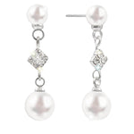 17500 Timeless Radiance: Pearl and Diamond Drop Earrings Earrings - Dangle Rhinestone Jewelry Corporation