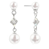 17500 Timeless Radiance: Pearl and Diamond Drop Earrings Earrings - Dangle Rhinestone Jewelry Corporation