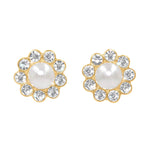 #17501G - Casted Daisy Post Earrings - Gold Earrings - Button Rhinestone Jewelry Corporation