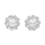 #17501S - Casted Daisy Post Earrings - Silver Earrings - Button Rhinestone Jewelry Corporation