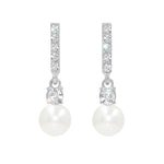 #17502S - High Sophistication Casted Rhinestone and Pearl Drop Earring Earrings - Dangle Rhinestone Jewelry Corporation