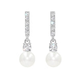 #17502S - High Sophistication Casted Rhinestone and Pearl Drop Earring Earrings - Dangle Rhinestone Jewelry Corporation