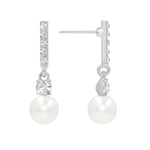 #17502S - High Sophistication Casted Rhinestone and Pearl Drop Earring Earrings - Dangle Rhinestone Jewelry Corporation