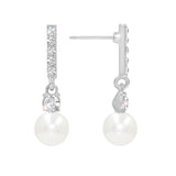 #17502S - High Sophistication Casted Rhinestone and Pearl Drop Earring Earrings - Dangle Rhinestone Jewelry Corporation