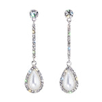 17507 - Teardrop Pearl and Crystal Elegance Dangle Earrings Earrings - Dangle Rhinestone Jewelry Corporation