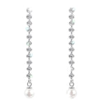 17509 - Prongless Pearl Drop Earrings - Silver Earrings - Dangle Rhinestone Jewelry Corporation