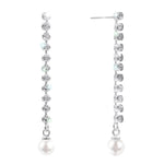 17509 - Prongless Pearl Drop Earrings - Silver Earrings - Dangle Rhinestone Jewelry Corporation