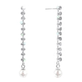 17509 - Prongless Pearl Drop Earrings - Silver Earrings - Dangle Rhinestone Jewelry Corporation