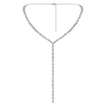 #17518R Radiant Teardrop CZ Necklace - Silver Color
