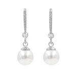 #17523 Royal Elegance Pearl Drop CZ Earring - Silver Earrings - Dangle Rhinestone Jewelry Corporation