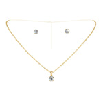 #17530G - Solitaire Necklace Earring Set - Gold Necklace Sets - Low price Rhinestone Jewelry Corporation