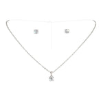 #17530R - Solitaire Necklace Earring Set - Silver Necklace Sets - Low price Rhinestone Jewelry Corporation