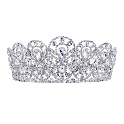 #17581 - The Eden Tiara with Combs 3" Tall Tiaras up to 3" Rhinestone Jewelry Corporation