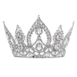 #17587 Francesca Fixed Crown 3.5" Tall Tiaras up to 3" Rhinestone Jewelry Corporation