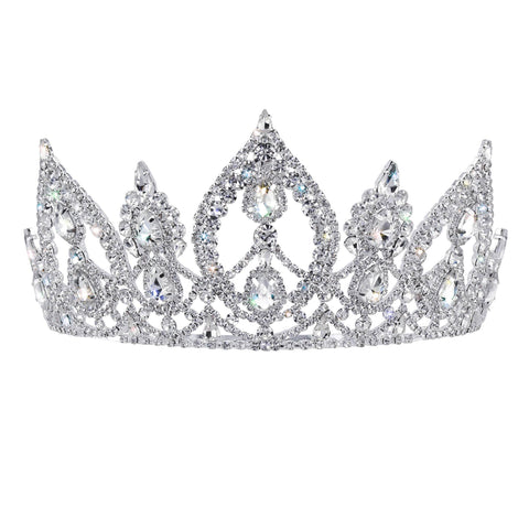 #17591 - The Francesca Tiara with Combs - 3.5" Tall Tiaras up to 4" Rhinestone Jewelry Corporation