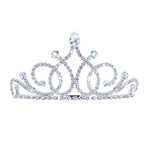 #17617 Delphine Tiara with Combs - 2 5/8" Tall Tiaras up to 3" Rhinestone Jewelry Corporation