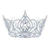 #17643 - Radiant Beauty Fixed Crown with rings - 4" Tall Tiaras up to 4" Rhinestone Jewelry Corporation