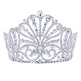 #17649 Decadence Fixed Crown 4" Tall Tiaras up to 4" Rhinestone Jewelry Corporation