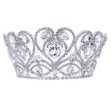 #17650 Heart Abundance Fixed Crown 3" Tall Tiaras up to 3" Rhinestone Jewelry Corporation