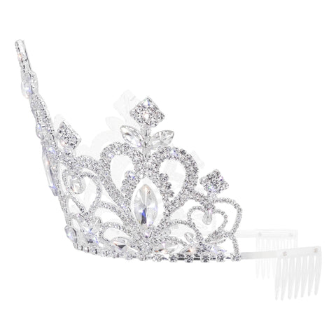 #17691- Endless Love Tiara 5" with Combs Tiaras & Crowns up to 6" Rhinestone Jewelry Corporation