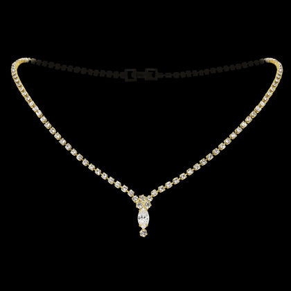 #17725 - Dainty Dew Drop Necklace - Made in USA - Austrian Stones - Gold Plated (Limited Supply) Necklace Sets - Low price Rhinestone Jewelry Corporation