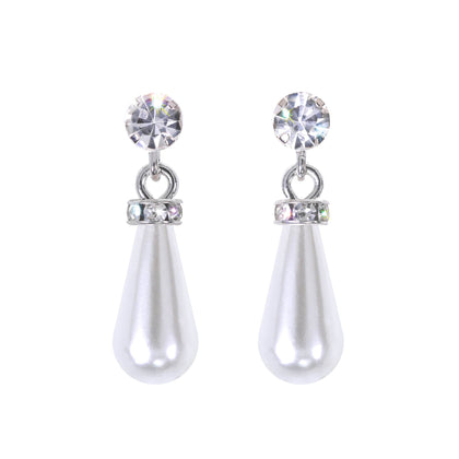 #17751 - Pearl Drop Earring- 1" Tall Earrings - Dangle Rhinestone Jewelry Corporation