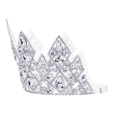 #17754 Aztec Queen Adjustable Crown - 6" Tall Tiaras & Crowns over 6" Rhinestone Jewelry Corporation