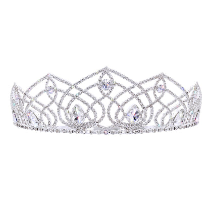 17760 – Imperium Tiara with Combs – 2” (H) Tiaras up to 2" Rhinestone Jewelry Corporation