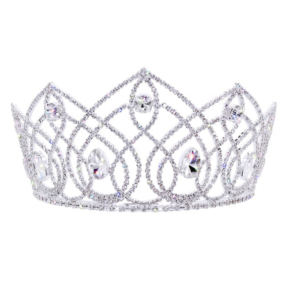 #17761- Imperium Tiara with Combs - 3.25" (H) Tiaras up to 4" Rhinestone Jewelry Corporation