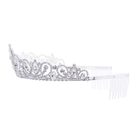 #17766 - Royal Ascension Tiara with Combs - 1.75" (H) Tiaras up to 2" Rhinestone Jewelry Corporation