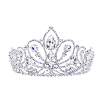#17768 - Royal Ascension Tiara with Combs - 3.75" (H) Tiaras up to 4" Rhinestone Jewelry Corporation