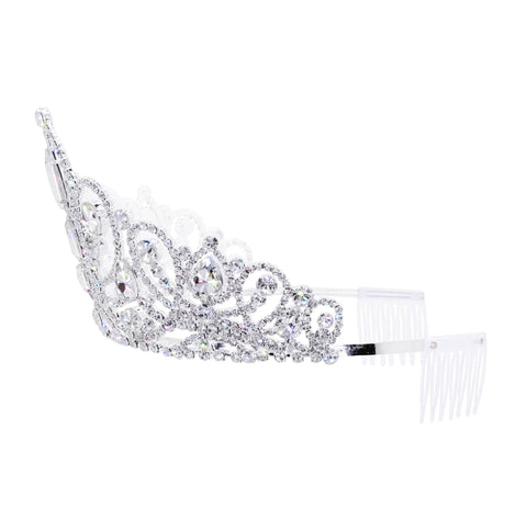 #17768 - Royal Ascension Tiara with Combs - 3.75" (H) Tiaras up to 4" Rhinestone Jewelry Corporation