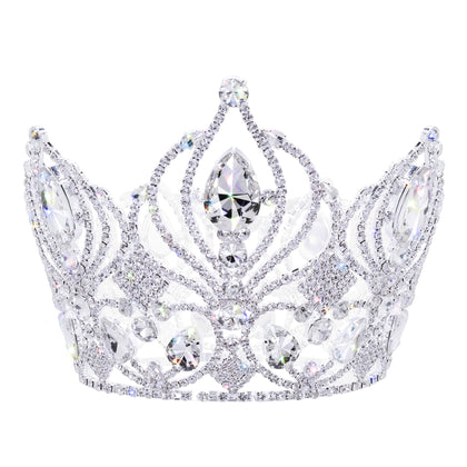 #17771 - Diamond Duchess Fixed Crown - 6" (H) Tiaras & Crowns over 6" Rhinestone Jewelry Corporation