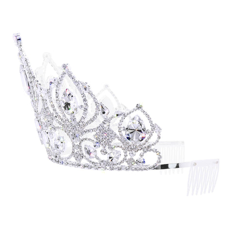 #17774 - Diamond Duchess Tiara with Combs  - 4.75" (H)