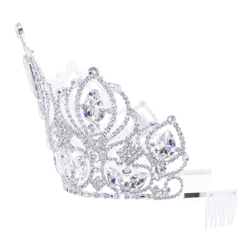 #17775 - Diamond Duchess Tiara with Combs - 6" (H)