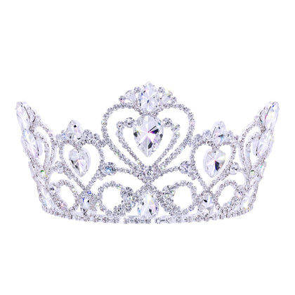 #17791- Enchanted Heart Tiara with Combs - 3.5" (H) Tiaras up to 4" Rhinestone Jewelry Corporation