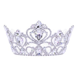 #17792- Enchanted Heart Fixed Full Crown - 4" (H) Tiaras & Crowns up to 6" Rhinestone Jewelry Corporation