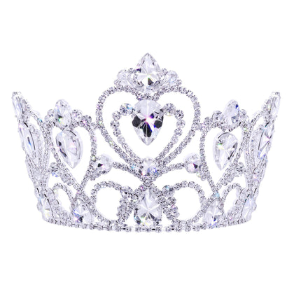 #17793- Enchanted Heart Tiara with Combs - 4.5" (H) Tiaras & Crowns up to 6" Rhinestone Jewelry Corporation